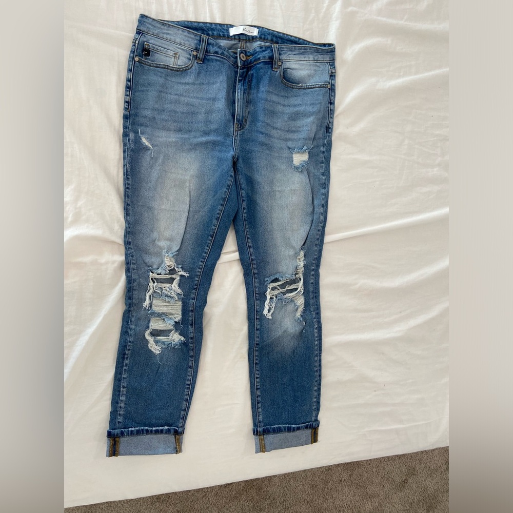 Kancan skinny/ straight jeans with distress